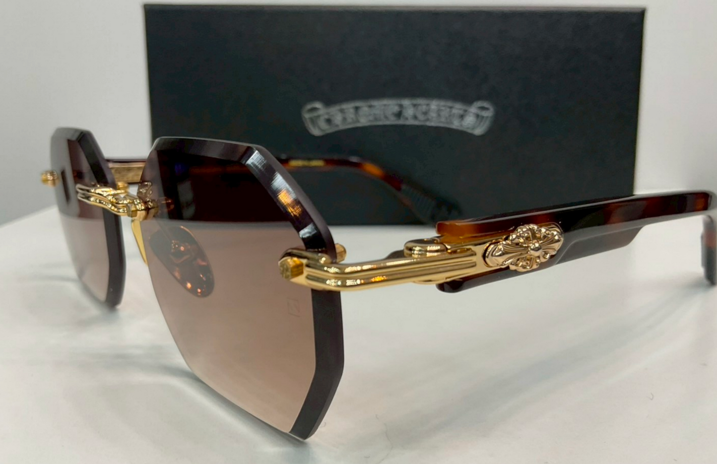 Chrome Hearts "Deppe" rimless geometric sunglasses