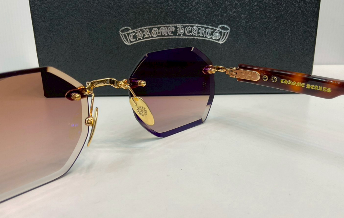 Chrome Hearts "Deppe" rimless geometric sunglasses