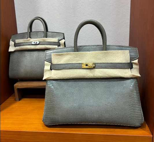 Hermès Birkin 25cm in Gris Fonce Lizard leather