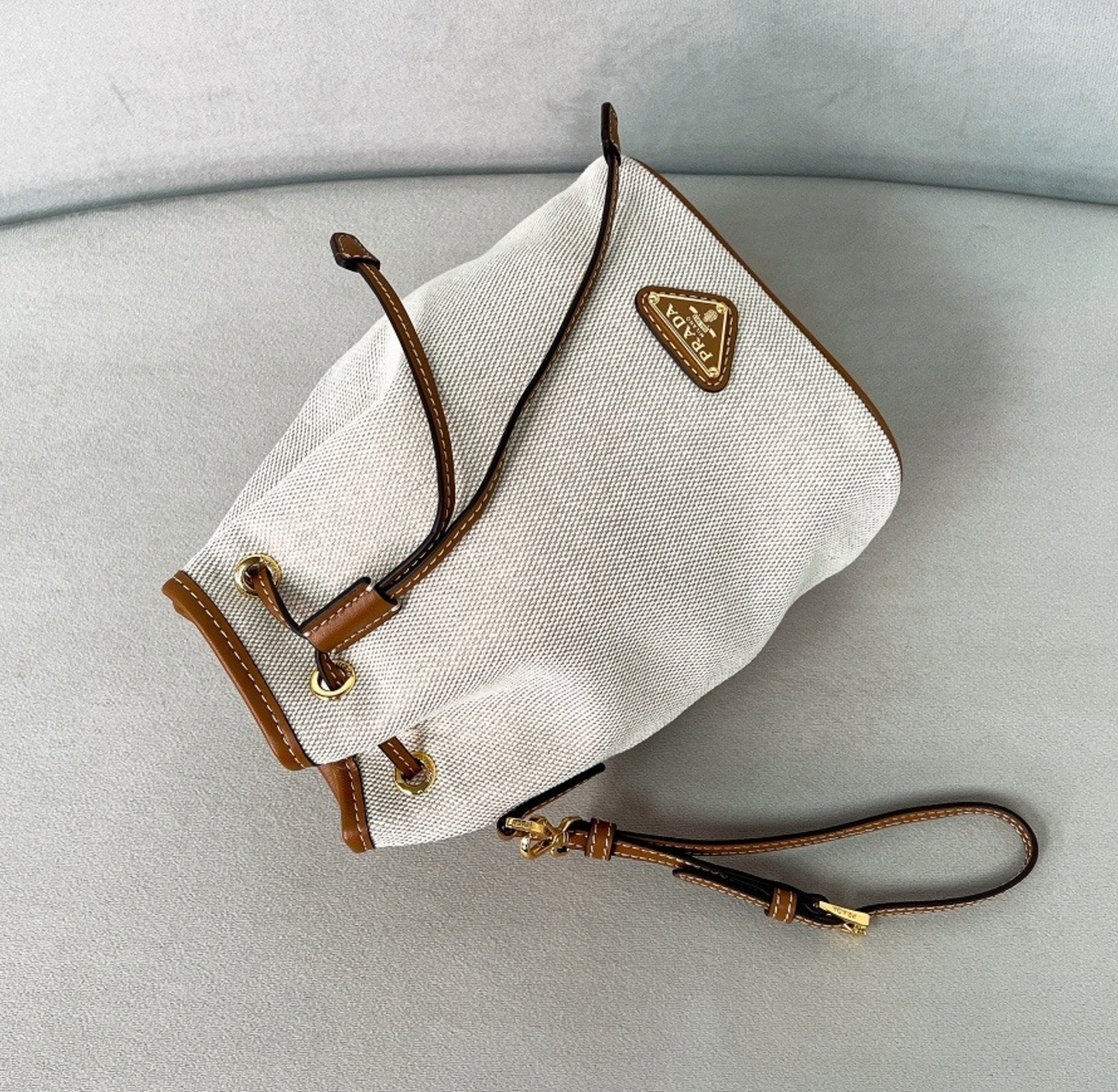 Prada Canvas and Leather Pouch
