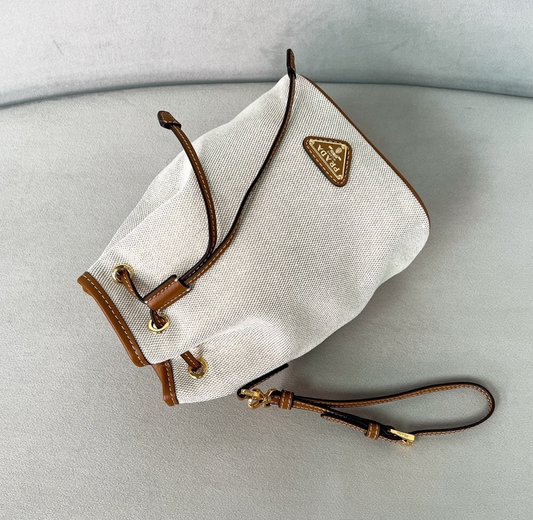 Prada Canvas and Leather Pouch