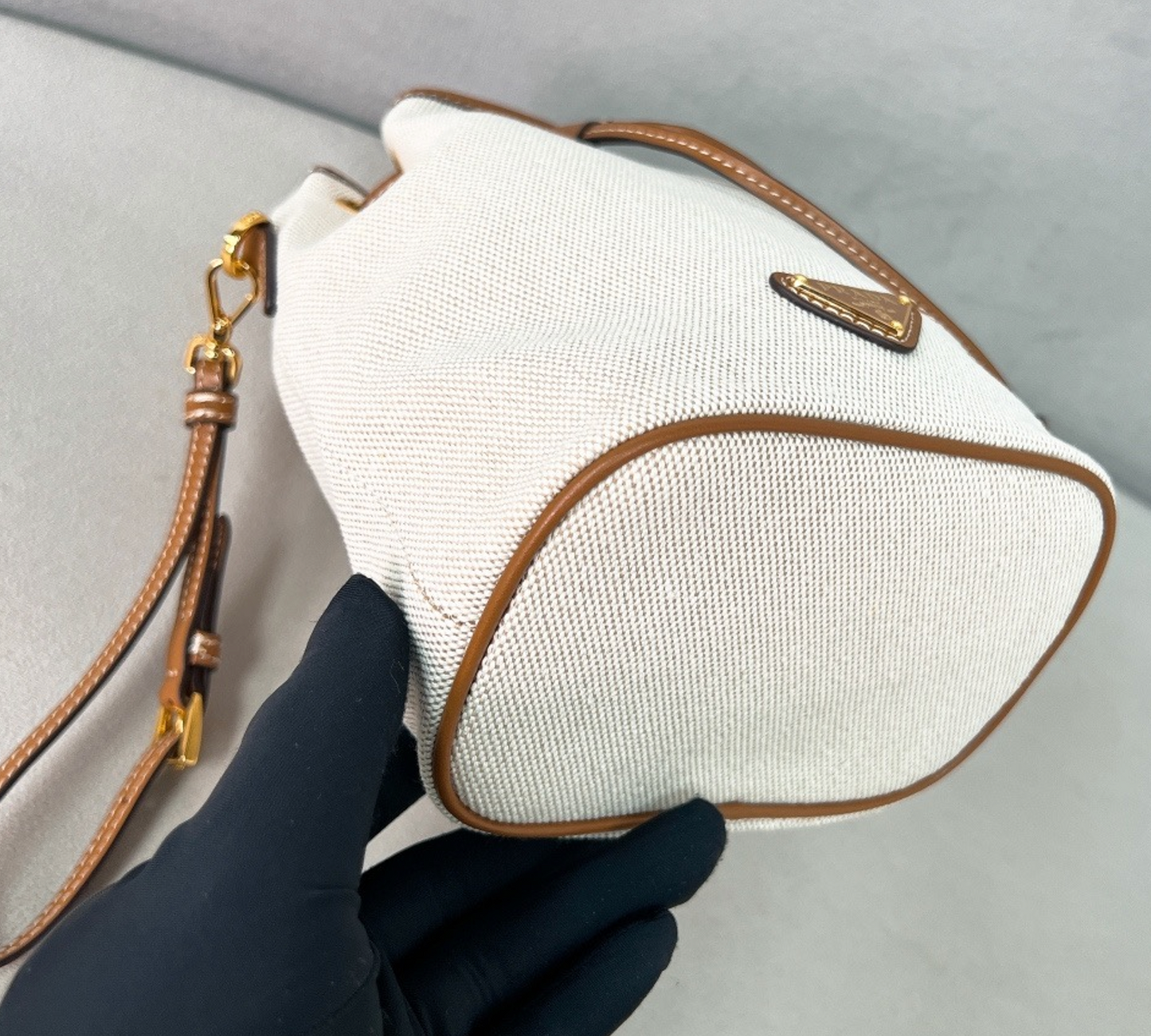 Prada Canvas and Leather Pouch
