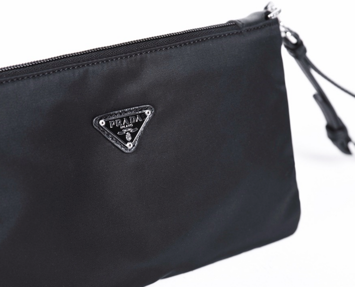 Re-Nylon and Saffiano leather pouch