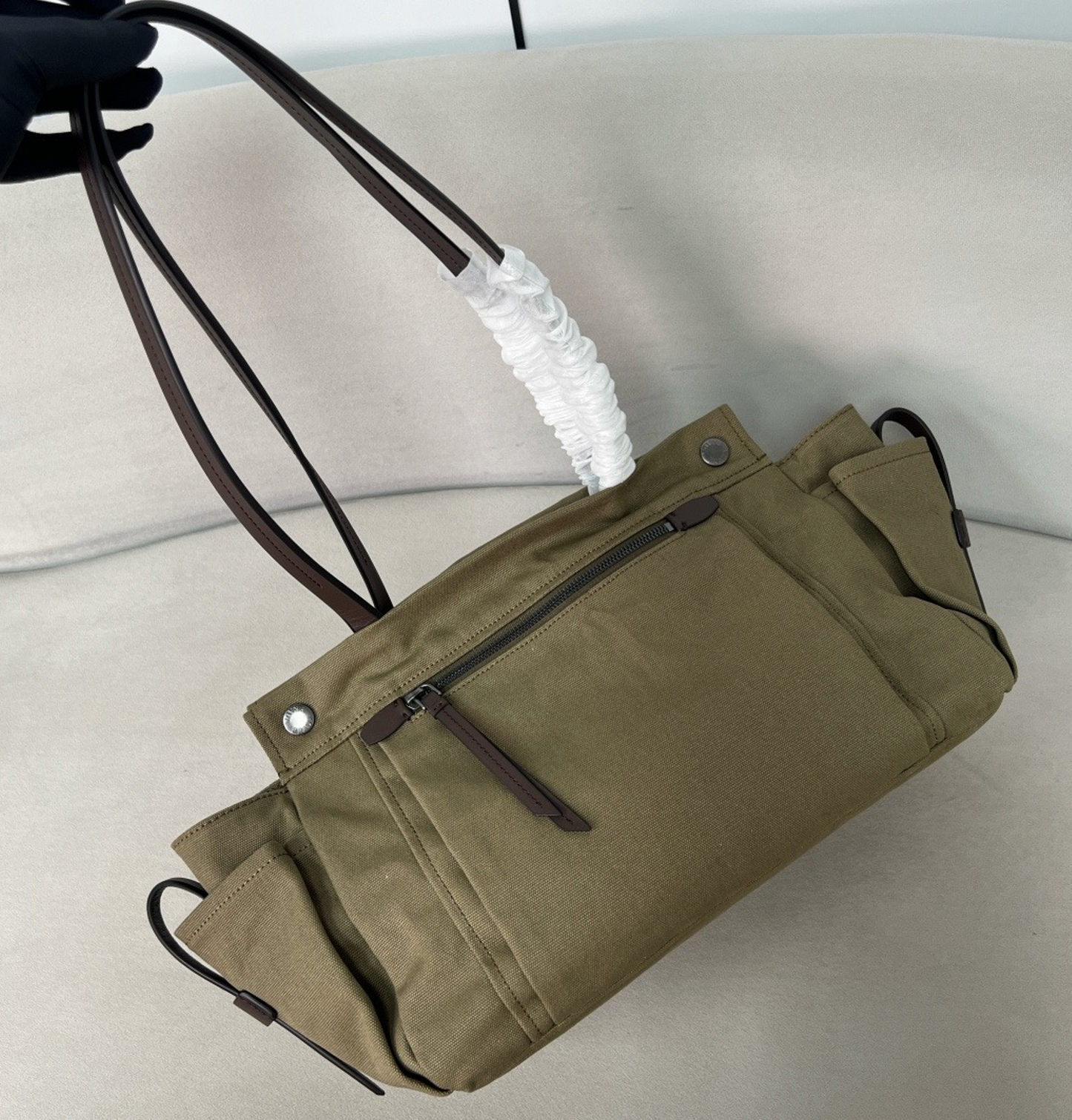 Prada Route Large Canvas and Leather Tote Bag