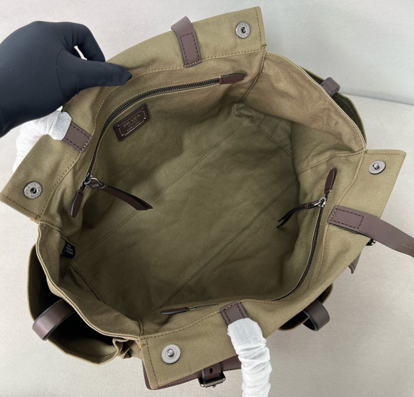 Prada Route Large Canvas and Leather Tote Bag
