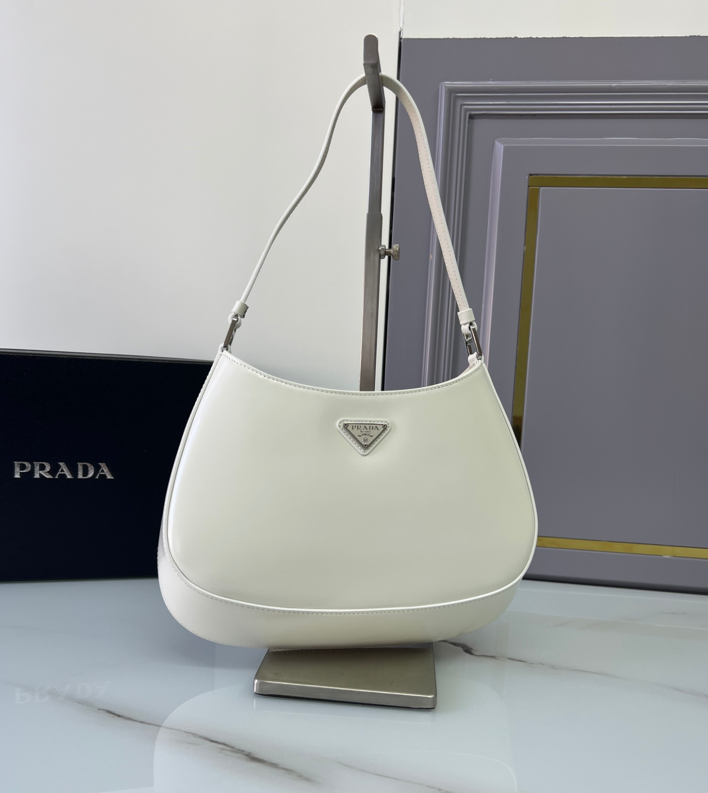 Prada Cleo Brushed Leather Shoulder Bag