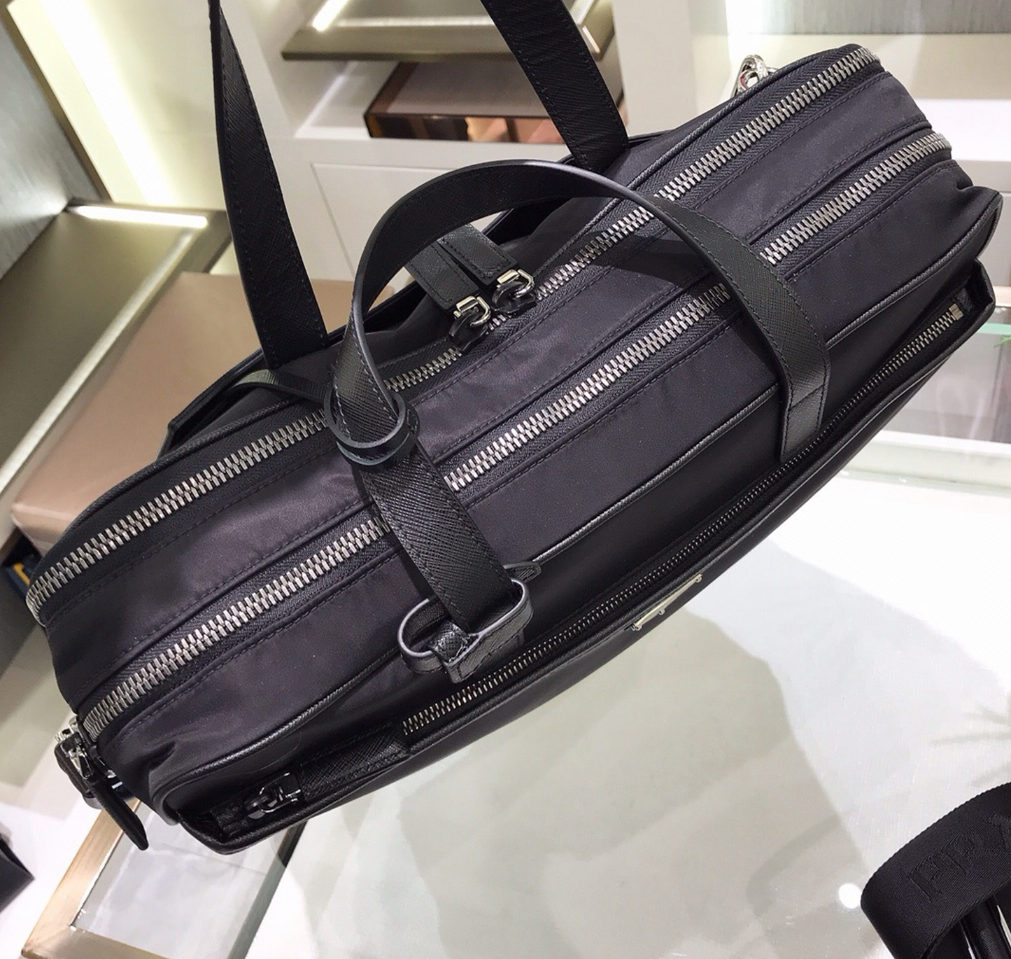 Prada Re-Nylon and Saffiano Leather Briefcase
