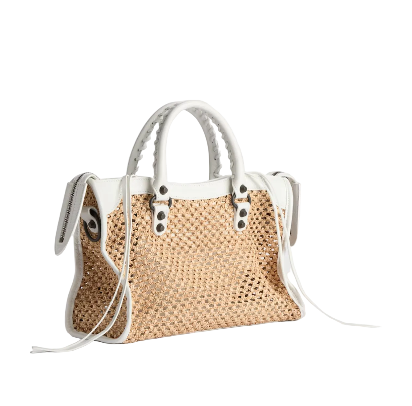 Balenciaga Le City Small Raffia and Leather Bag