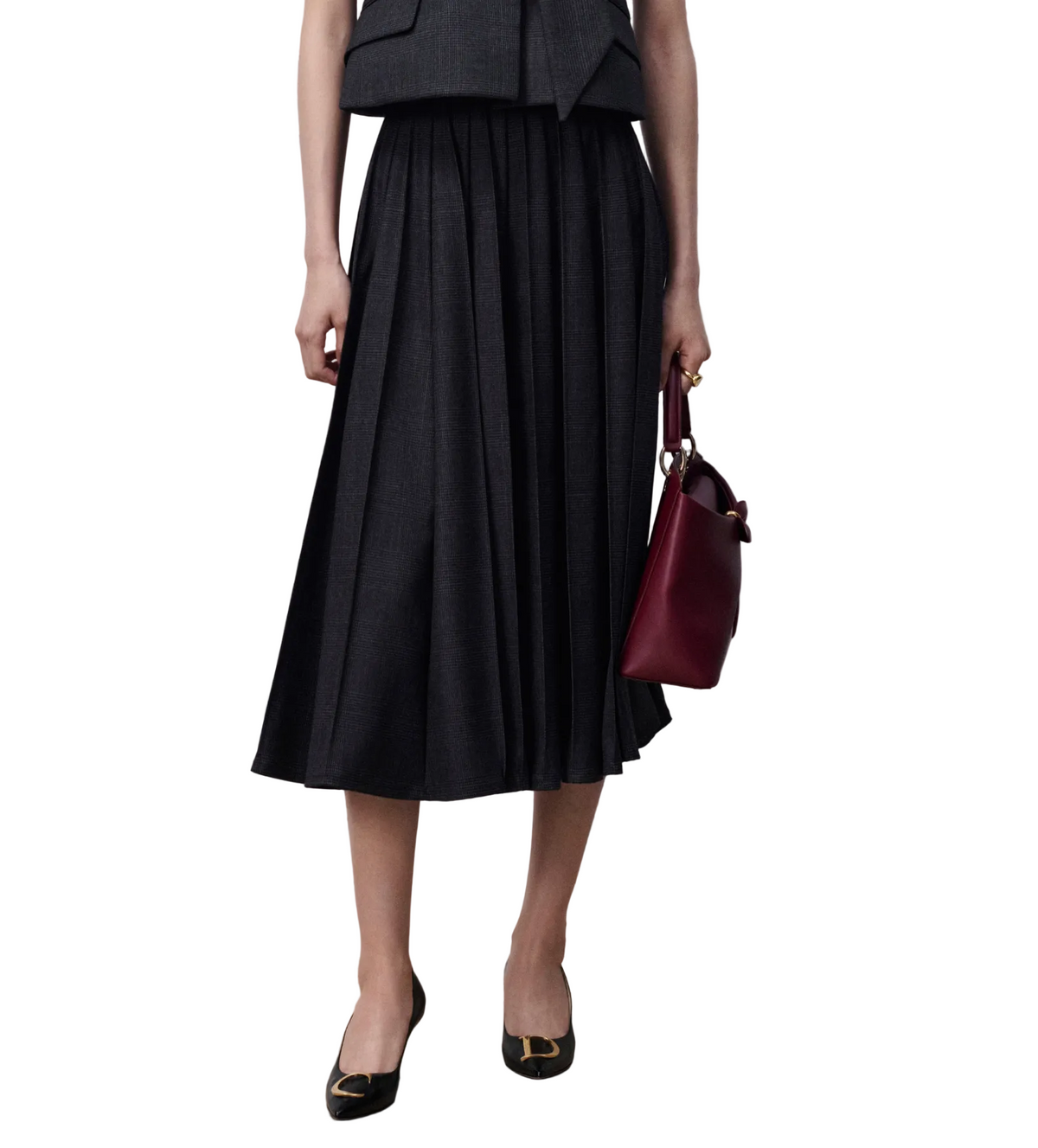 Christian Dior black pleated midi skirt