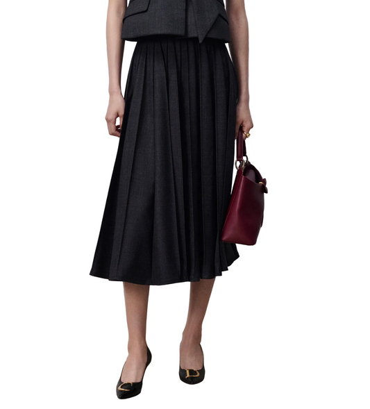 Christian Dior black pleated midi skirt