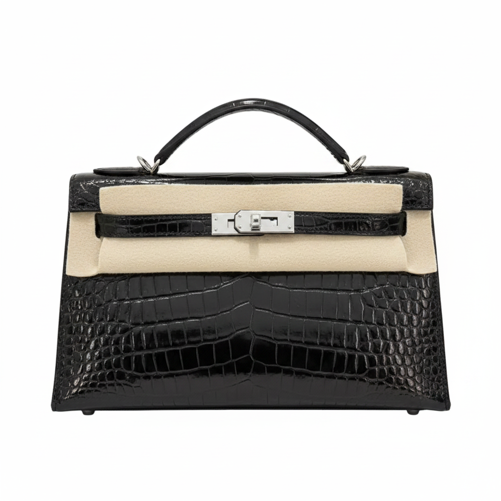 Hermès Kelly Pochette Shiny Crocodile Leather