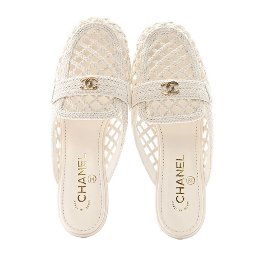 Chanel Braided Lambskin Mule Sandals