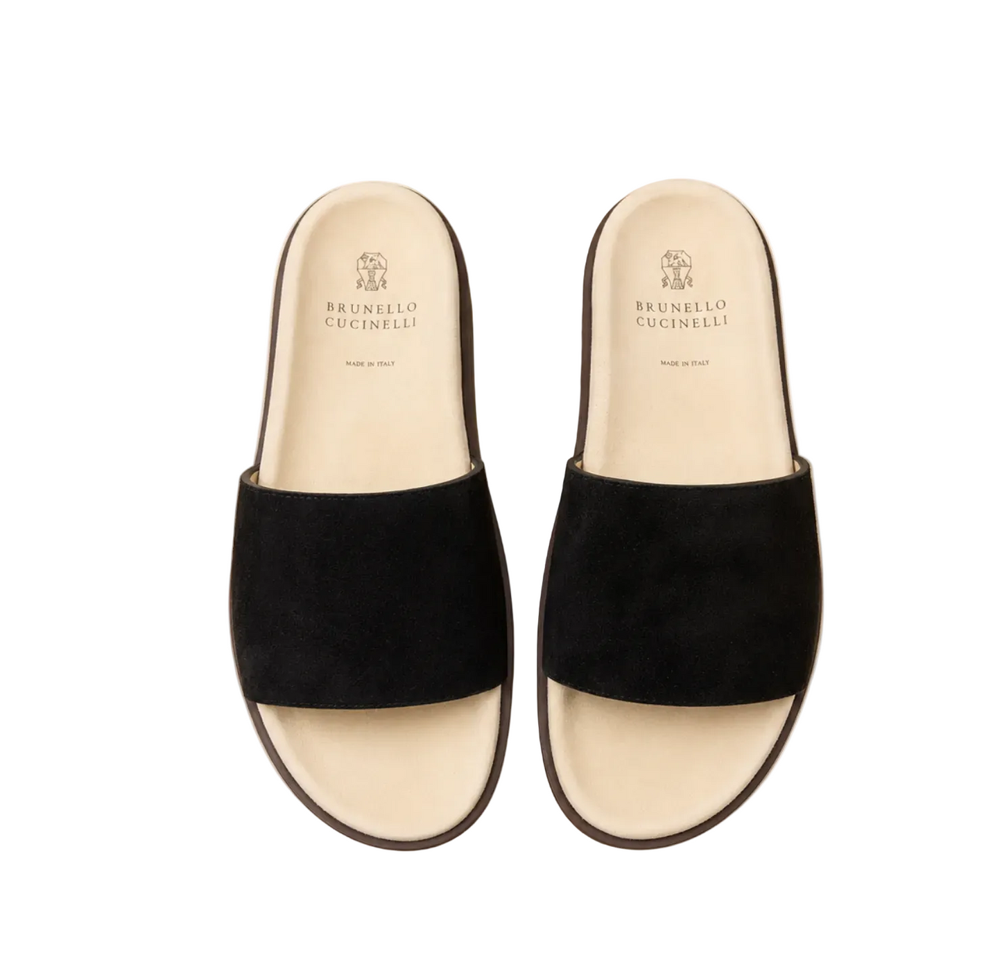 Brunello Cucinelli suede slide sandals
