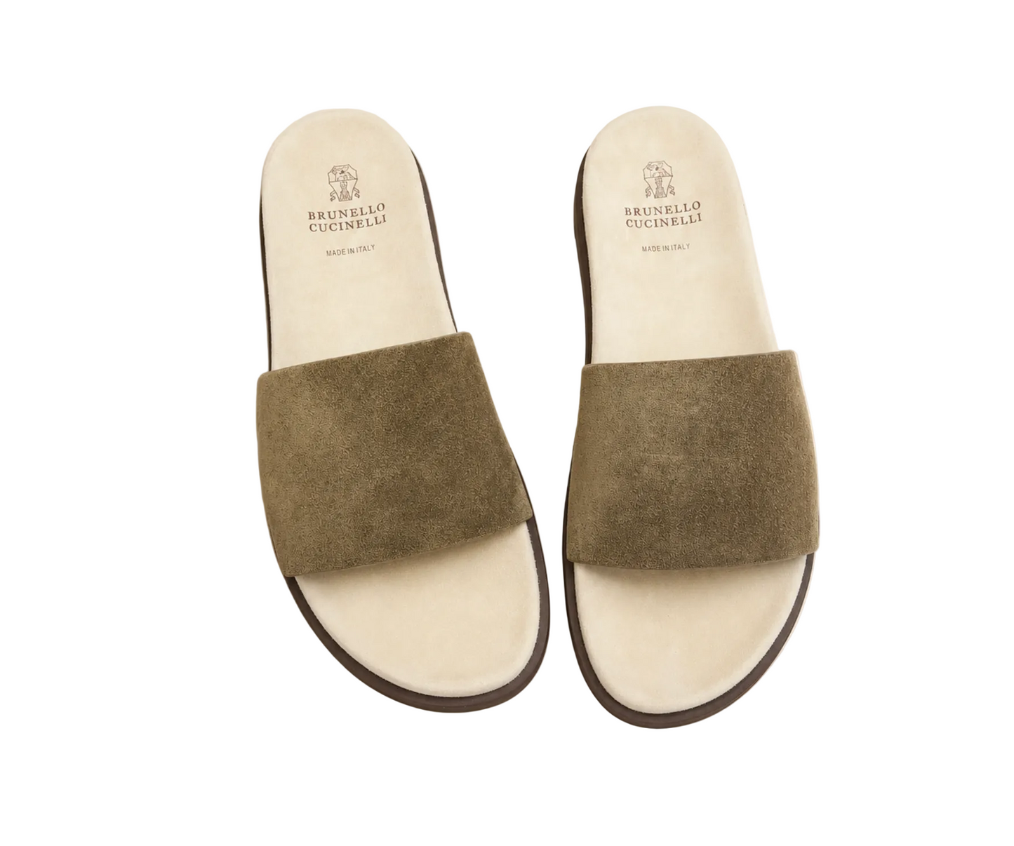 Brunello Cucinelli suede slide sandals