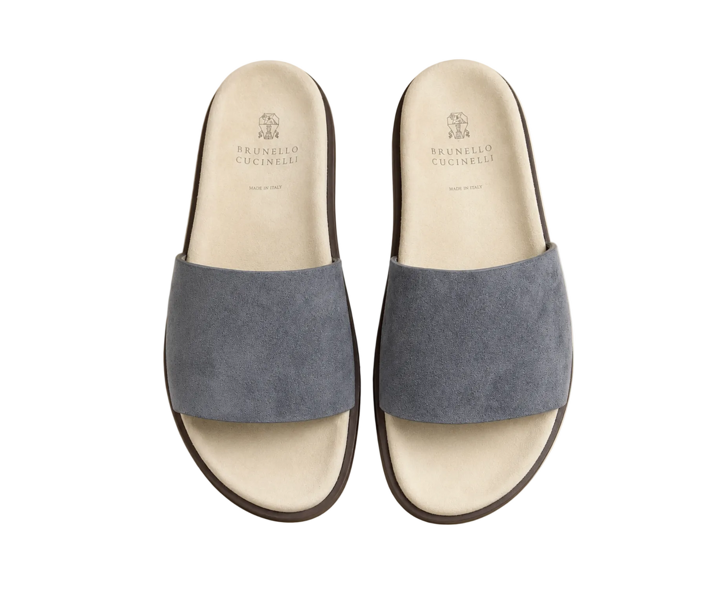 Brunello Cucinelli suede slide sandals