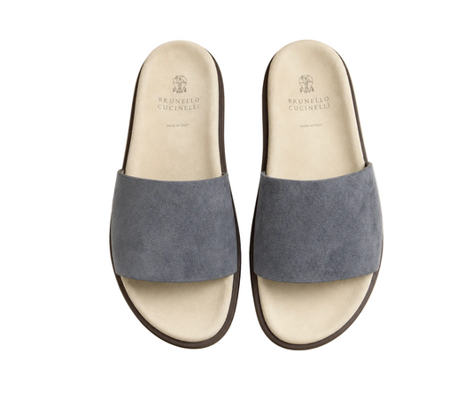 Brunello Cucinelli suede slide sandals