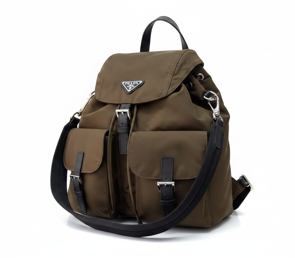 Prada Re-Nylon and leather multi-pocket backpack