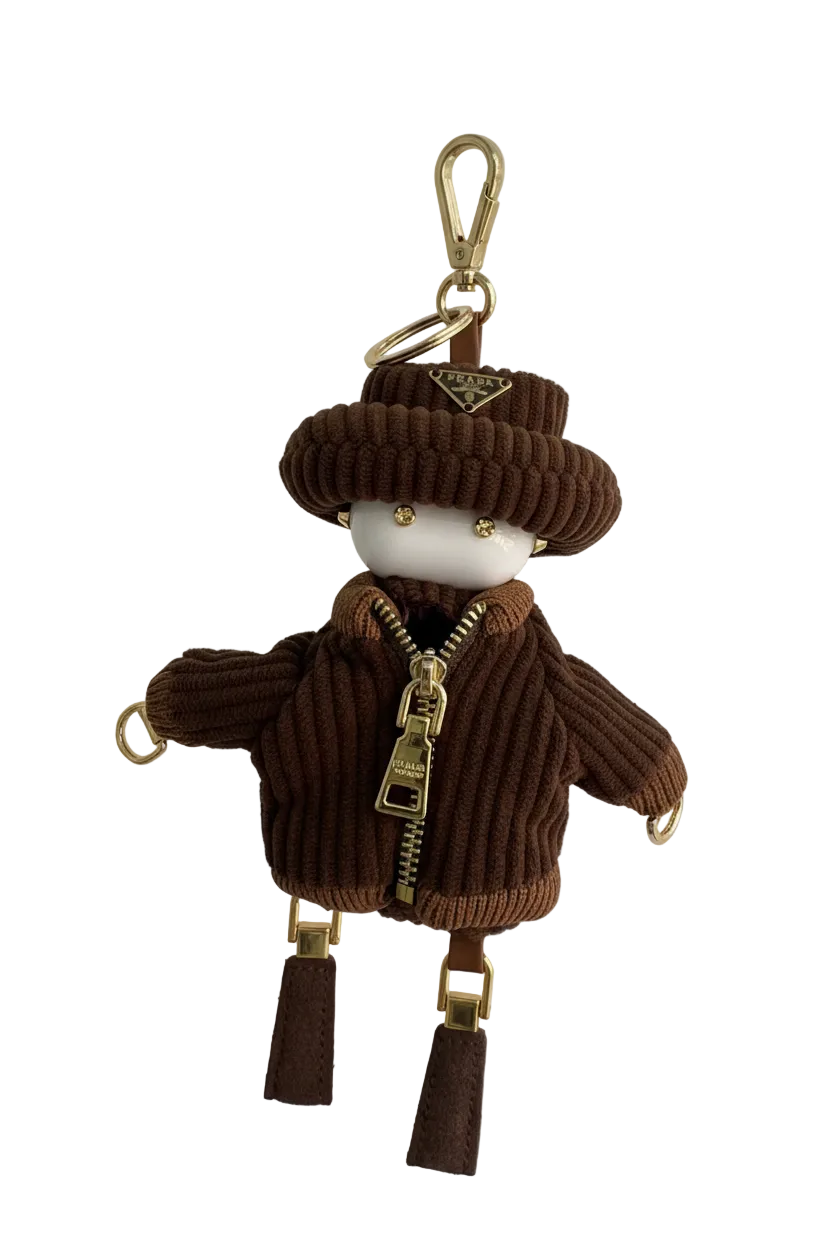 Prada Soft Robot Corduroy Keychain Charm