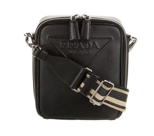 Prada Saffiano Leather Vertical Crossbody Shoulder Bag