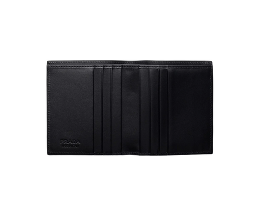 Prada grained leather bifold wallet