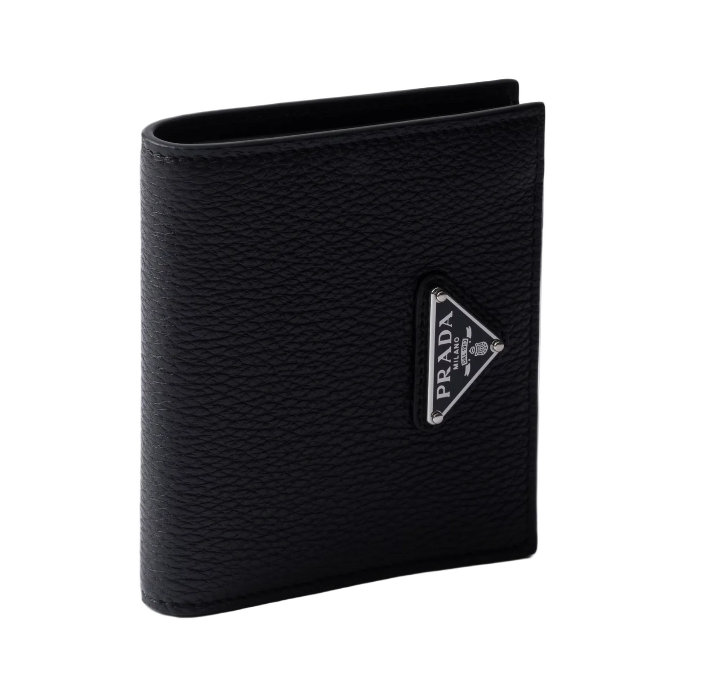 Prada grained leather bifold wallet