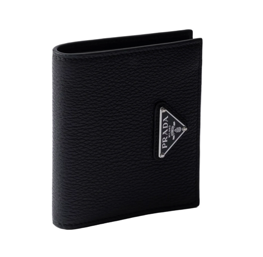 Prada grained leather bifold wallet