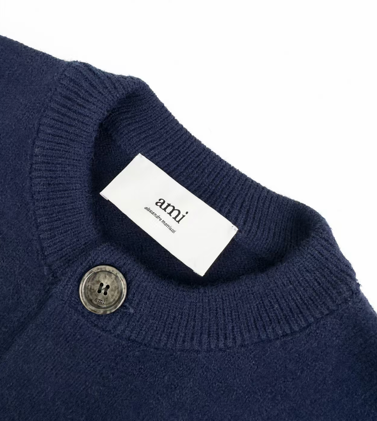 AMI Paris Blue Wool Crewneck Ami de Coeur Cardigan