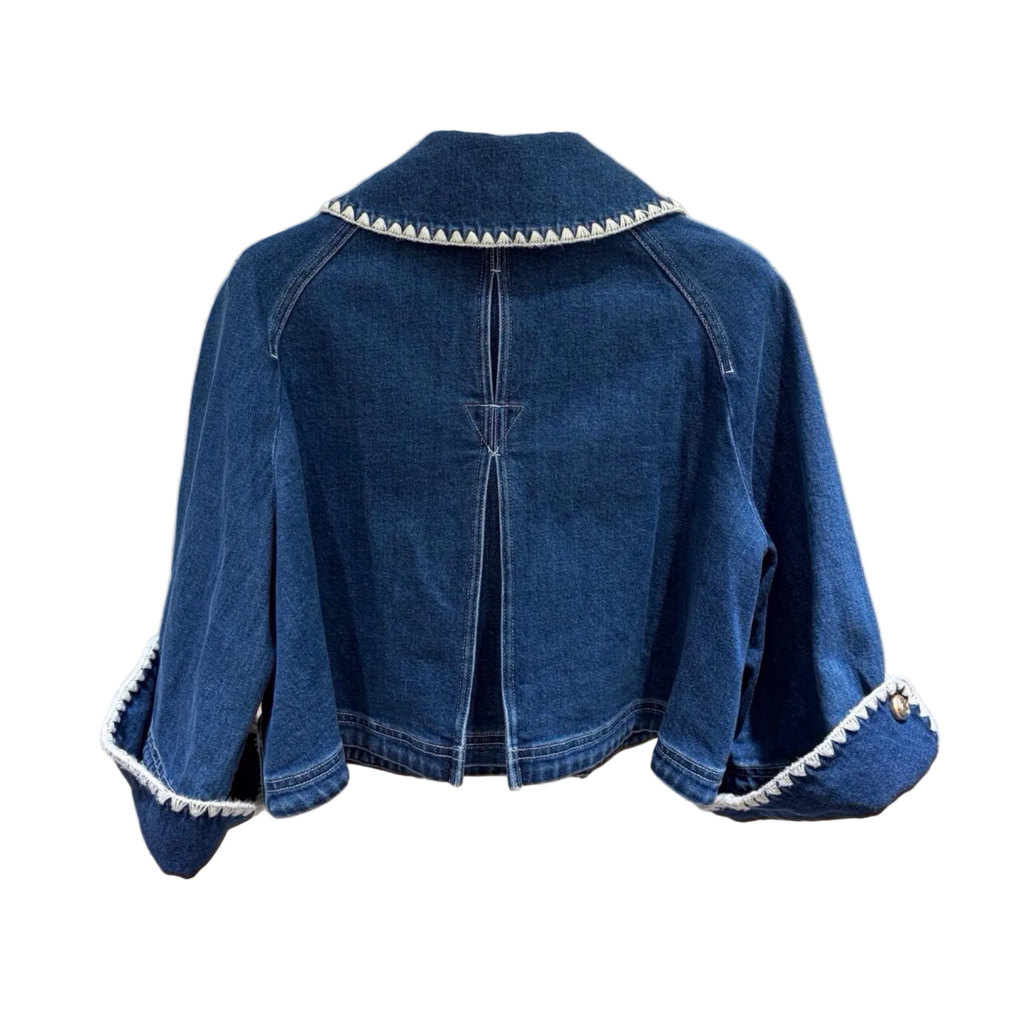 Dior floral embroidered cropped denim jacket