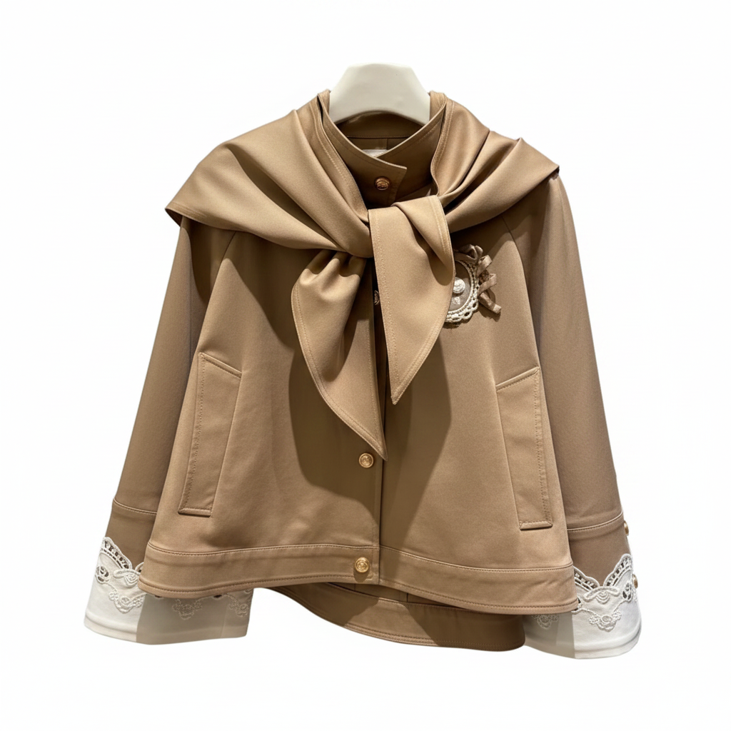 Dior Tan cropped A-line cape jacket