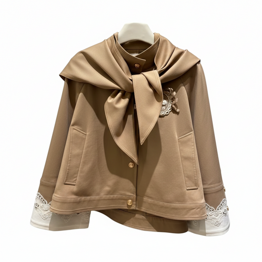Dior Tan cropped A-line cape jacket