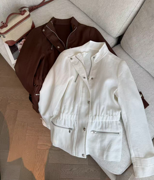 Women's high-neck utility safari jacket
