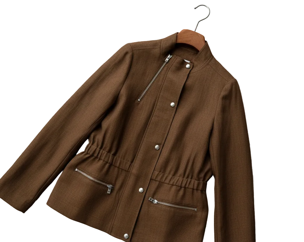 Women's high-neck utility safari jacket
