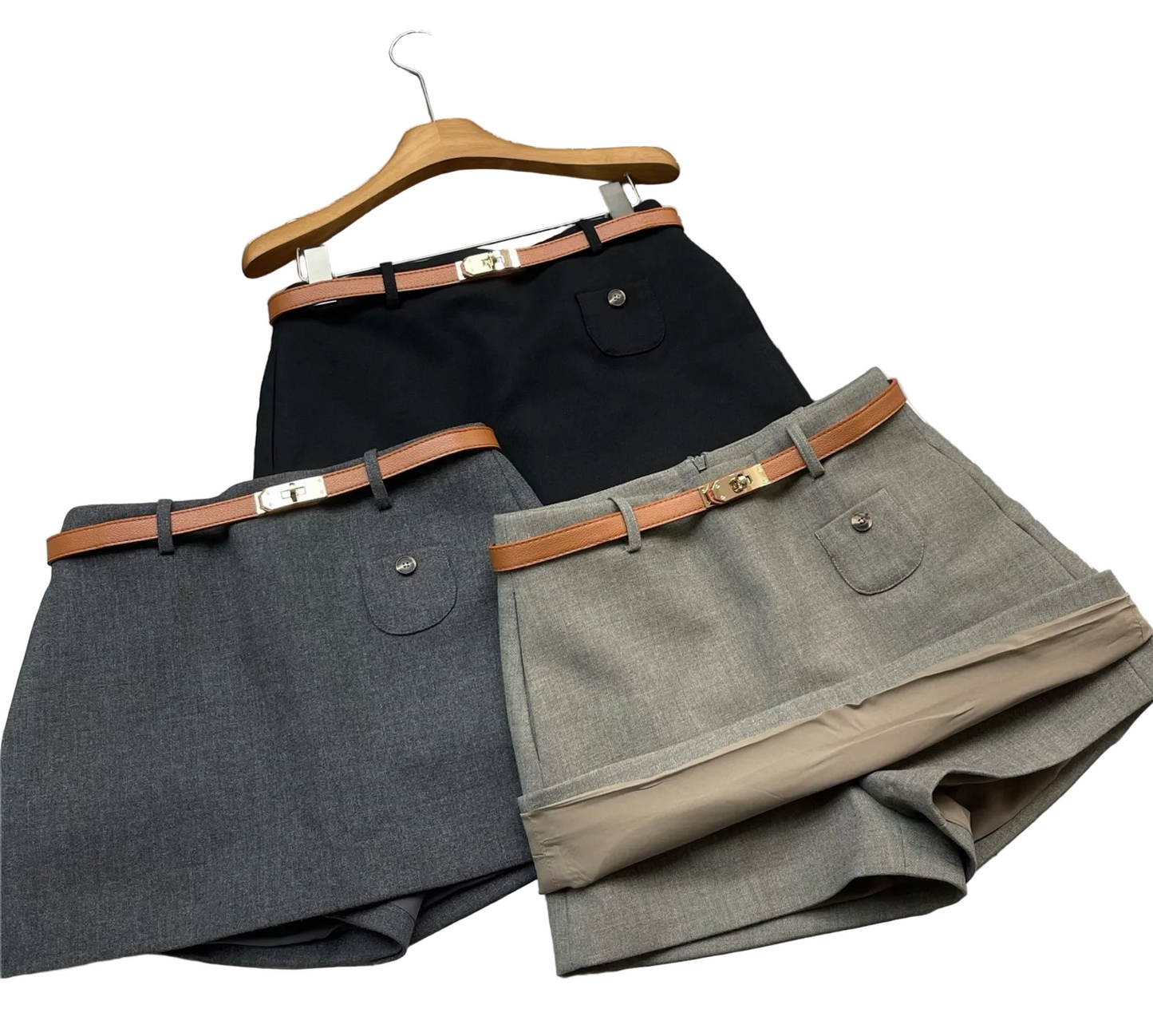 Hermes tailored A-line skorts (skirt-shorts)