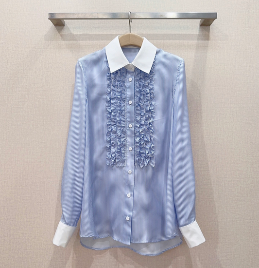 Dior Dioriviera Blouse with Ruffled Plastron