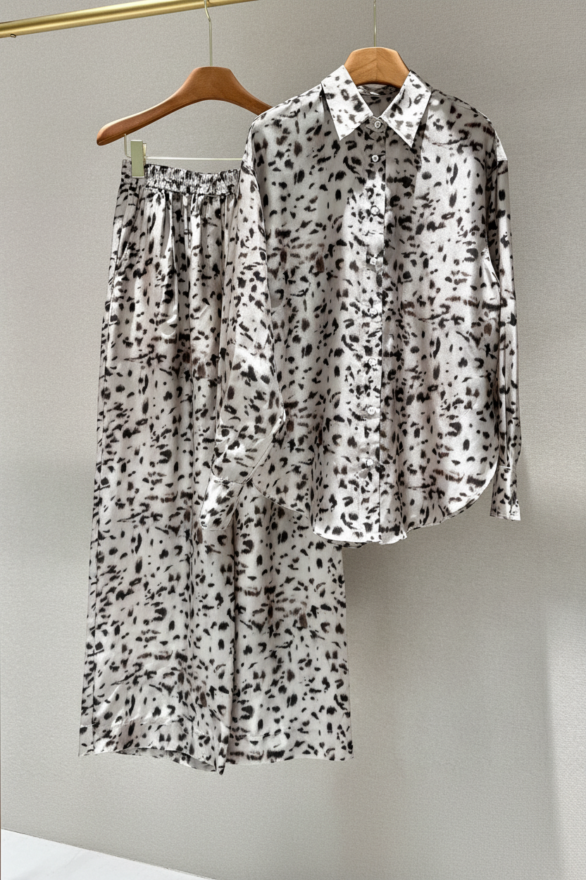 Brunello Cucinelli lynx-print silk pongee pants