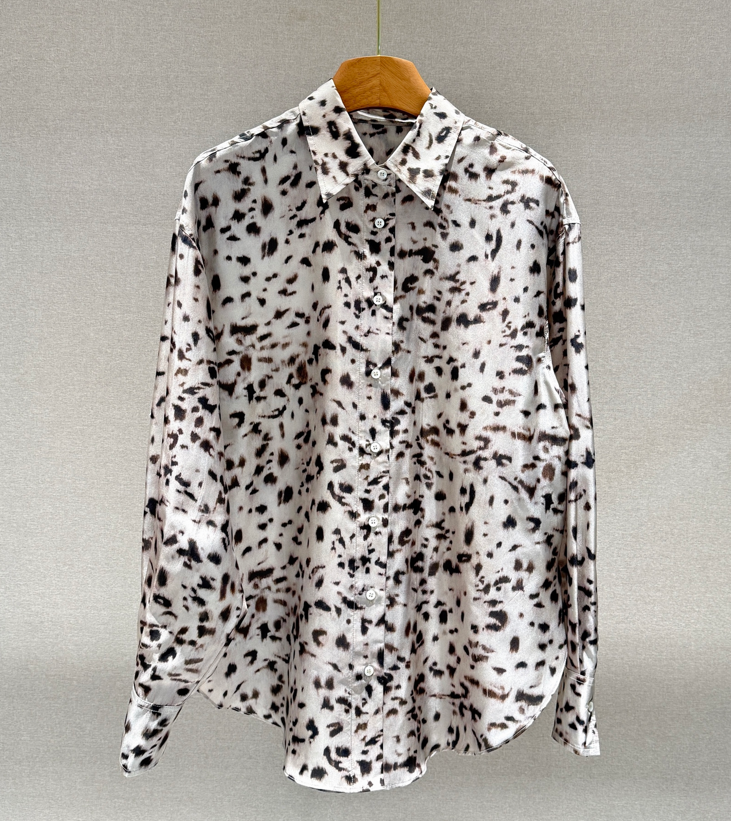 Brunello Cucinelli Lynx Print Silk Pongee Shirt