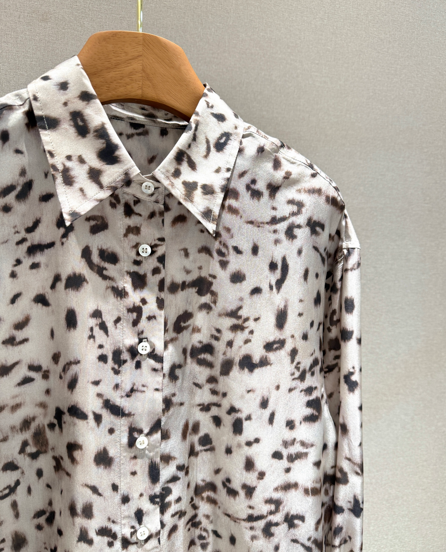 Brunello Cucinelli Lynx Print Silk Pongee Shirt