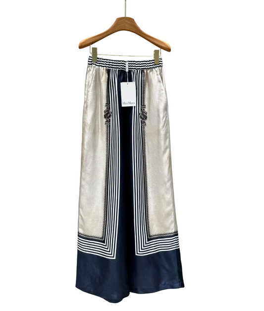 Max Mara Carabo wide-leg printed silk trousers