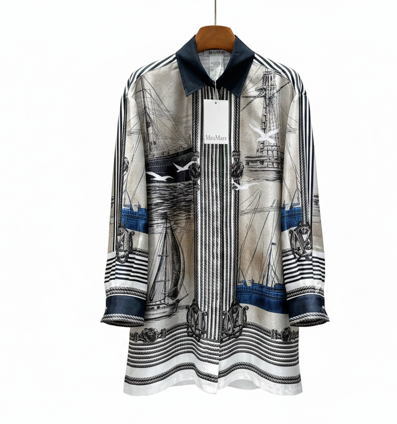 Max Mara Teglia Oversized Printed Silk Twill Shirt