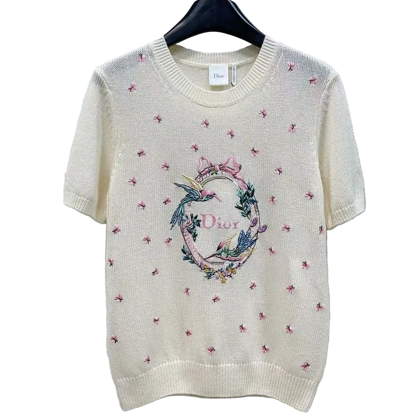 Dior Qixi Embroidered Short-Sleeved Sweater
