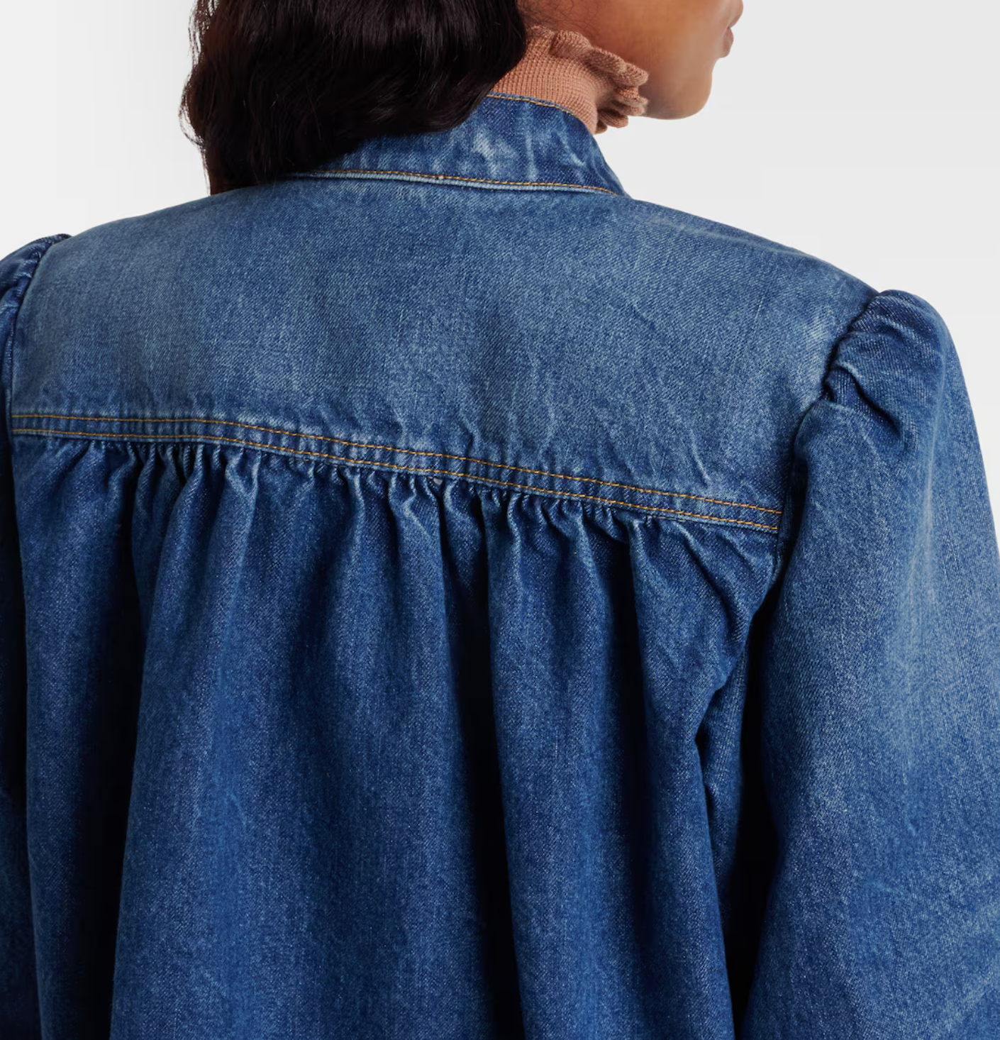Chloé high-neck gathered denim jacket