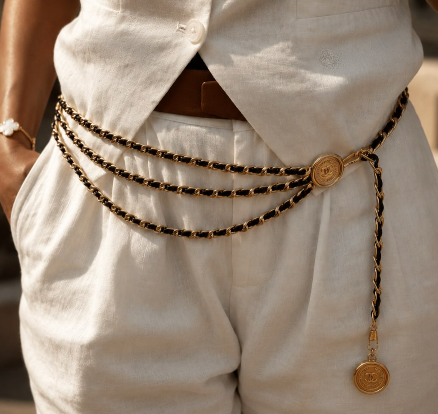 Vintage Chanel triple-strand chain belt