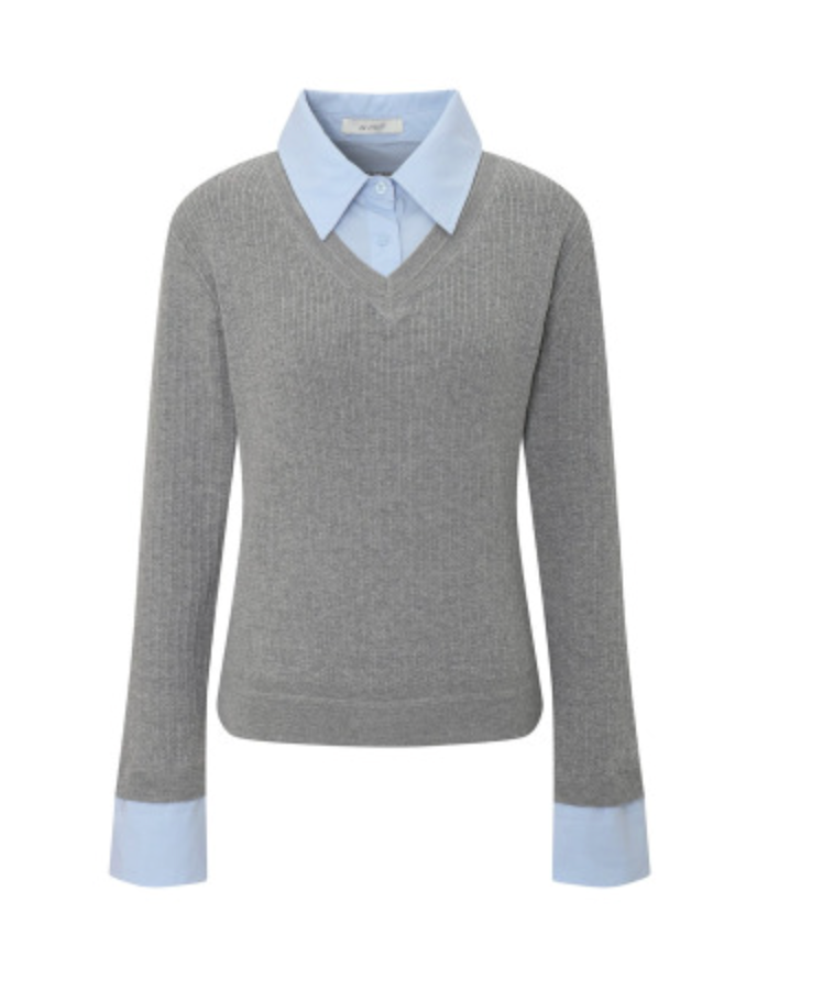 Miu Miu Gray/Light Blue V-neck sweater Knit