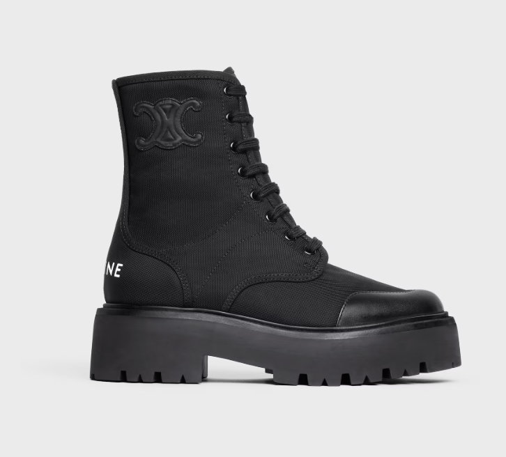CELINE Bulky Lace-Up Boots in canvas
