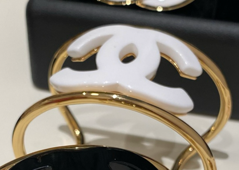 Chanel CC logo open cuff bangles