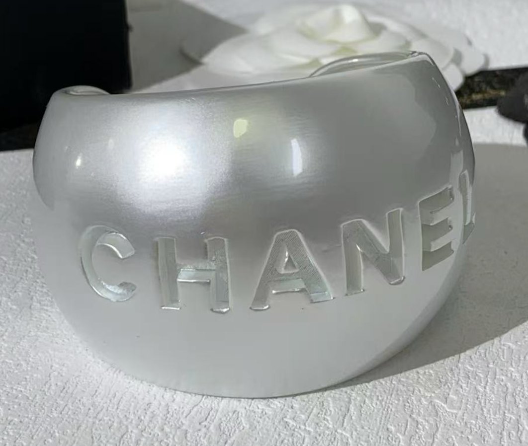 Chanel wide acrylic cuff bracelet