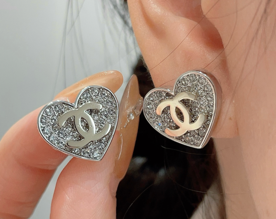 Chanel Heart and CC earrings