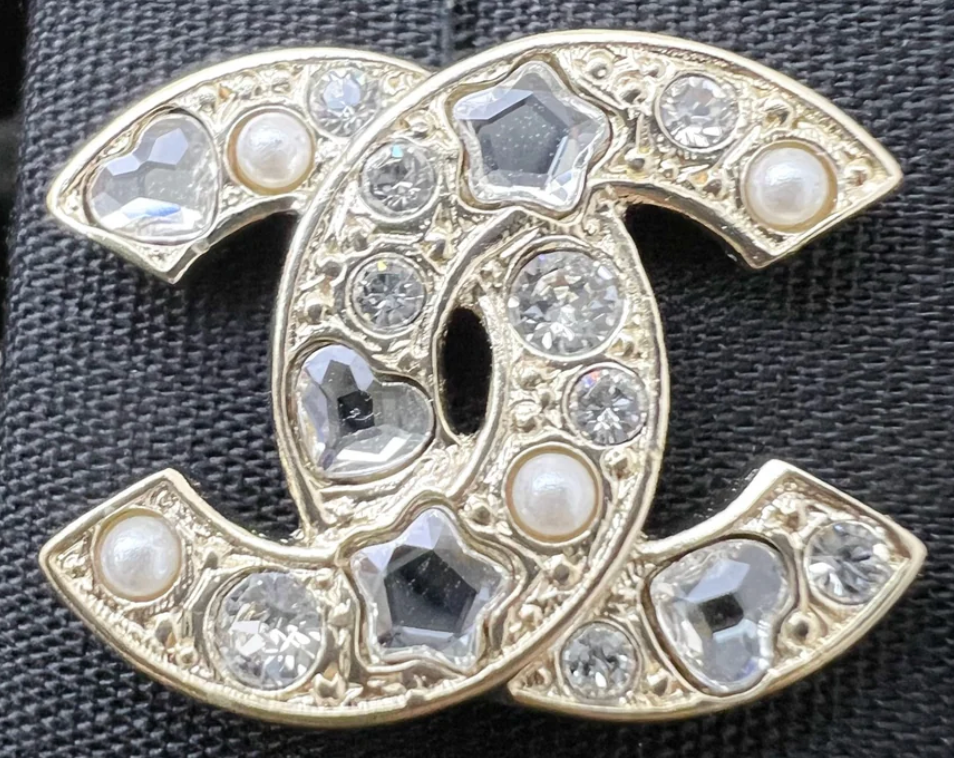 Chanel Crystal CC Stars Brooch