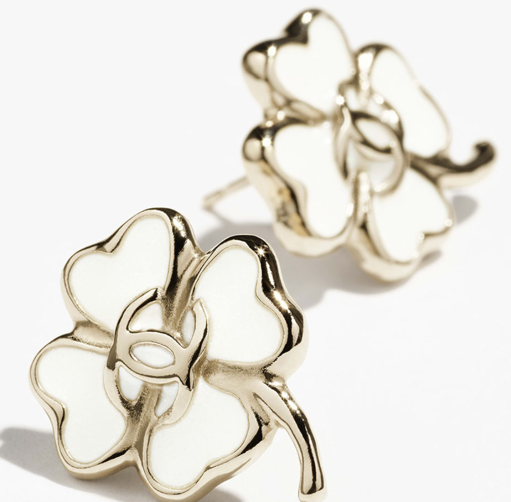 Chanel CC Logo Clover Earrings