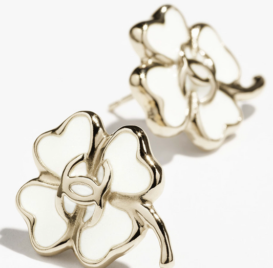 Chanel CC Logo Clover Earrings